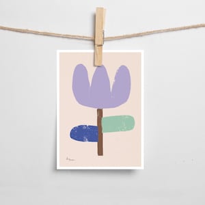 Postkarte “Papierblume lila“ | Illustration | Karte | Geschenkidee | A6 | Grußkarte | retro | Geschenk | Natur | Blumen | vintage | Kunst