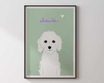 Portrait d'animal de compagnie | Dessin personnalisé | Illustration de portraits | Portraits | animaux | Personnalisé | Cadeau | Idée cadeau | Chien