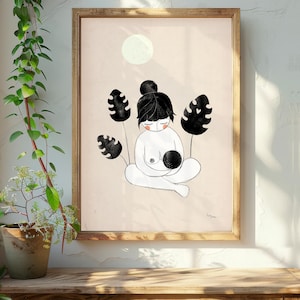 Imprimir "Amor de mami" | Impresión de arte | Afiche | Ilustración | Lactancia materna | Bebé | Mamá | nacimiento | nube | nacimiento | Arte | amor maternal | Amar