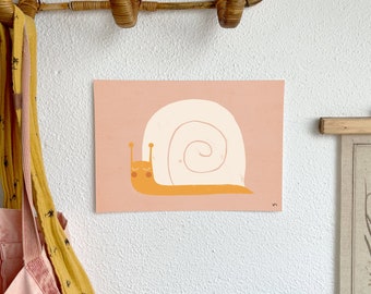 Print "Schnecke No.2" | Artprint | Poster | Wanddeko | Natur | Rosa | Blau | Bild | Bunt | Wald | Illustration | Waldtier | Schneckenhaus