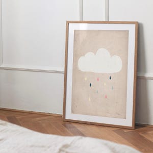 Print "Wolke" | Himmel | Bunt | Regen | Artprint | Illustration | Kinderzimmer | Poster | Regentropfen | Wetter | Traum | Wanddeko | Kinder