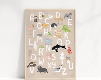 Print "Abc" | Tier-ABC | Tierposter | Lernposter | Buchstabenposter | Buchstaben | Alphabet | Lernen | Kindergarten | Schule | Einschulung