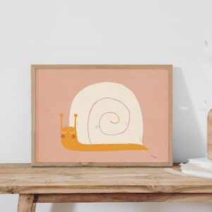 Print "Schnecke No.2" | Artprint | Poster | Wanddeko | Natur | Rosa | Blau | Bild | Bunt | Wald | Illustration | Waldtier | Schneckenhaus