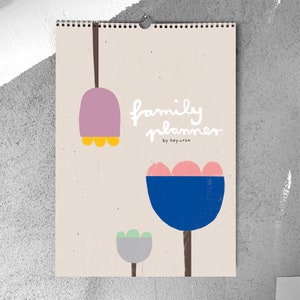 Agenda familiare senza tempo in formato A3 con 13 stampe artistiche sul retro | Calendario mensile | 5 colonne | Colorato | Calendario | Famiglia | Calendario di famiglia