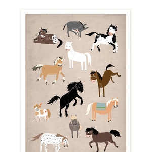 Print "Horses" | Herd of horses | Horse breeds | Poster | Art print | Love of horses | Breeds | Art print | Illustration | Animal poster | Horse poster
