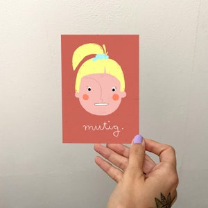 Cartão de emoção "corajoso" A6 | Mapa | Cartão postal | individualmente | Sentimentos | Emoções | Crianças | Escola | Jardim de infância | Neurodivergência | expressões faciais