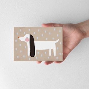 Postkarte “Dackel“ | Illustration | Karte | Hund | Postkarten | Hundekarte | Geschenkidee | A6 | Grußkarte | Dackelkarte | Lustig | Regen