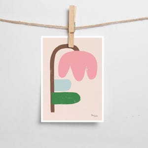 Postkarte “Papierblume rosa“ | Illustration | Karte | Geschenkidee | A6 | Grußkarte | retro | Geschenk | Natur | Blumen | vintage | Kunst