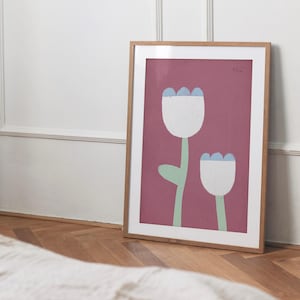 Print "Frühling" | Artprint | Poster | Illustration | Blume | Frühling | Bunt | Tulpe | Einfach | Abstrakt | Wanddeko | Kunstdruck | lila