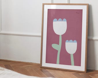 Print "Spring" | Art print | Poster | Illustration | Flower | Spring | Colorful | Tulip | Simple | Abstract | Wall decoration | Art print | Purple