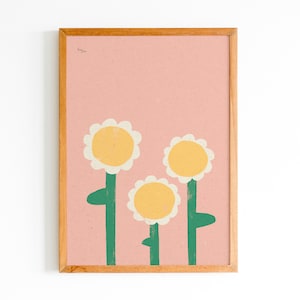 Print "Blumen gelb" | Artprint | Poster | Illustration | Blume | Frühling | Bunt | Sonnenblume | Einfach | Vintage | Wanddeko | Kunstdruck