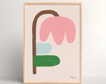 Stampa "Fiore di carta rosa" | Stampa artistica | Poster | Illustrazione | Fiore | Primavera | Colorato | Tulipano | Semplice | Astratto | Decorazione murale | Stampa artistica