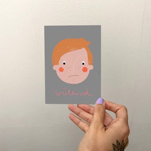 Cartão de emoção "bravo" A6 | Mapa | Cartão postal | individualmente | Sentimentos | Emoções | Crianças | Escola | Jardim de infância | Neurodivergência | expressões faciais