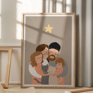 Personalisierte Zeichnung Portrait-Illustration Paar Portrait Tier Personalisiert Hochzeit Geschenk Familien Geschenkidee Bild 2