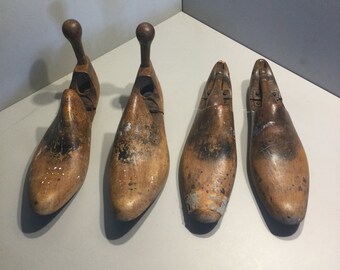 2 Pairs of Hinged Wooden Shoe Trees/Stretchers