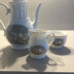 CROWN BAVARIA AVON Tea Set - Teapot, Sugar Bowl, Milk Jug