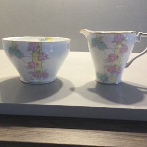 Rare Antique set of Wellington China Milk Jug and Sugar Bowl, J.H.C & Co. Art Deco 1930s,