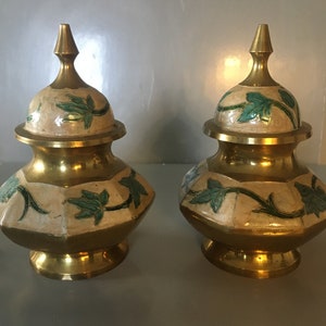Vintage Brass Jars with Lids