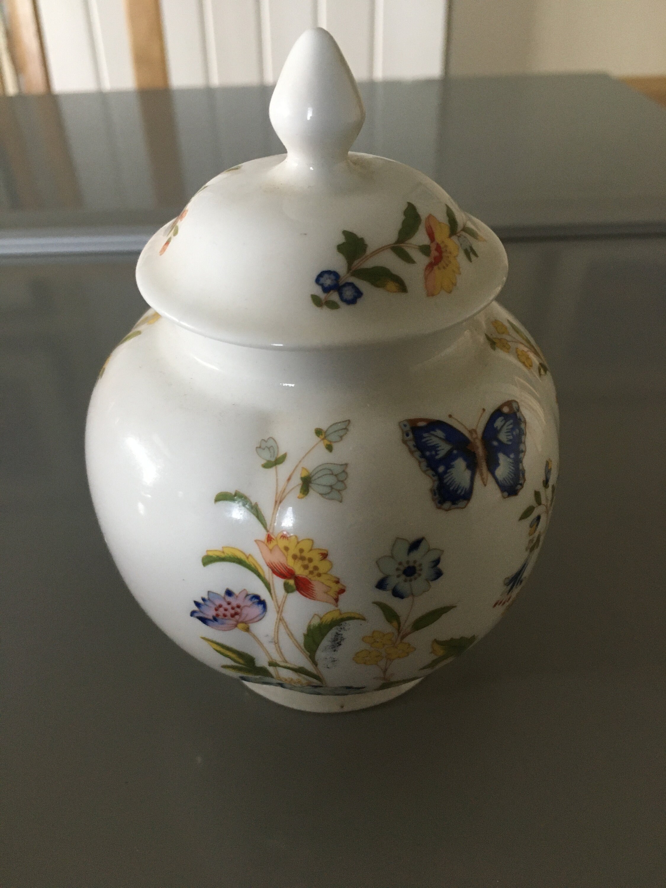 Aynsley  Cottage Garden Lidded Jar Fine China England Flowers