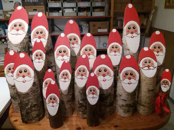 Nikolaus aus Holzstamm Weihnachtsmann aus Holz | Etsy