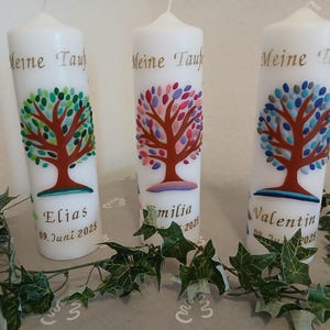 Confirmation candle Baptism candle Tree of Life candle in different colors for boys and girls