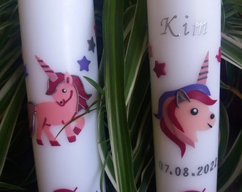 Taufkerze Kerze Einhorn, Pferd, Konfirmationskerze, Mädchen, Unicorn, Taufe