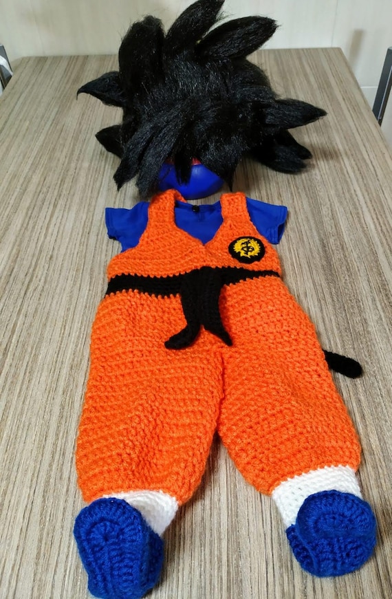 Déguisement Bébé Son Goku Dragon Ball Z - Combinaison + Perruque, Taille 12-24 Mois, Orange, Pour Halloween