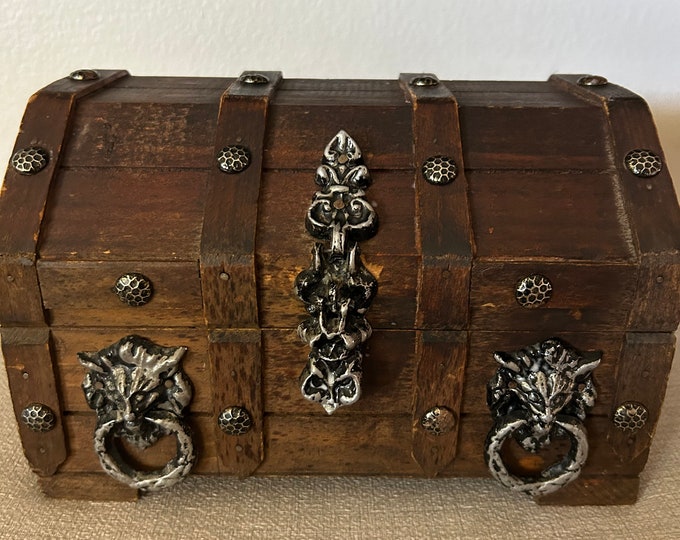Vintage Wooden Treasure Chest, Jewelry/trinket Box Etsy