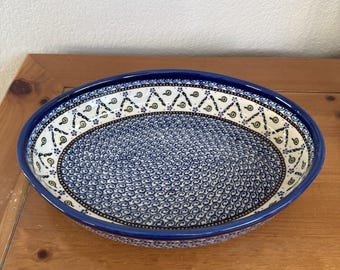 Unikat Polish Pottery Bowl 13” Signed T Liana Ceramika Artystyczna