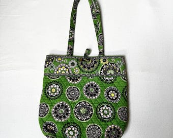 Vera Bradley Green Medallion Quilted Tote Bag + Coin Pouch Boho Y2K