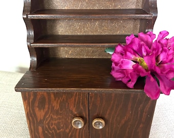Vintage Miniature Wood Hutch Cabinet 9 x 7 Inches