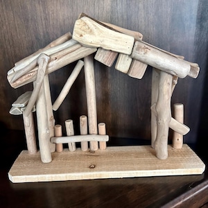 Rustic Wooden Christmas Tabletop Manger Nativity Manger