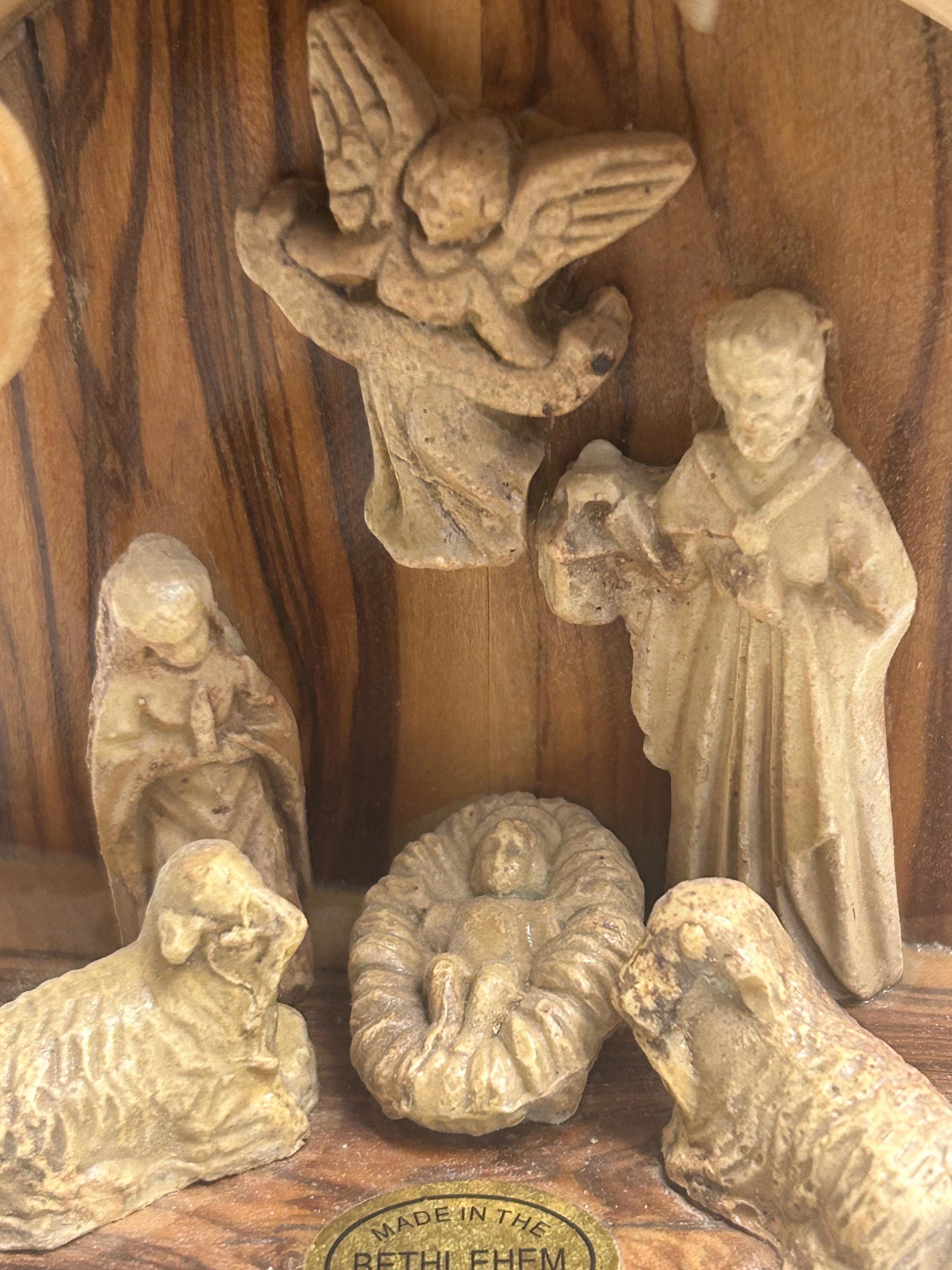 One Piece Nativity Set With Holy Family and Sheep -made in Bethlehem ...