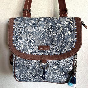 Sakroots Navy Floral Convertible Backpack Crossbody Sakroots Bag Crossbody Messenger Convertible Backpack Boho  main image 2