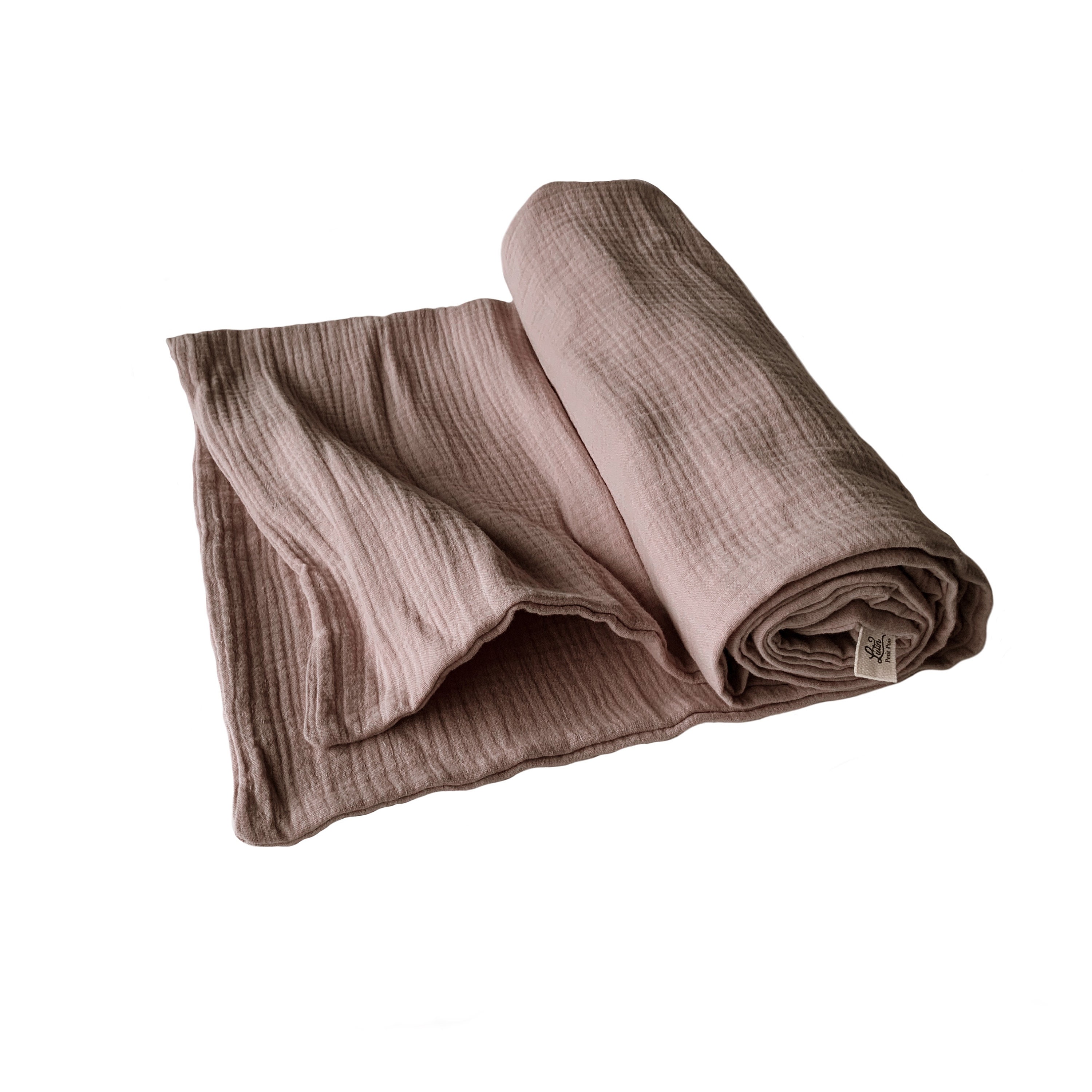 Couverture Bébé Double Gaze et Mousseline de Coton Vieux Rose, Dirty Pink, Maxi Lange Rose