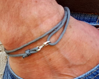 Men Bracelet Carabiner Bracelet Surfer Bracelet Grey Friendship Bracelet Partner Bracelet PartnerLook Surfer Style Women Surfer Bracelet