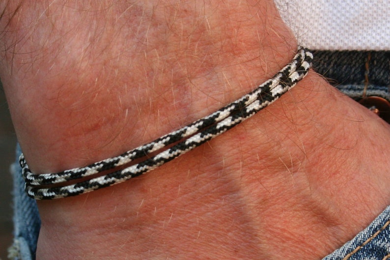Bracelet damitié bracelet surfeur bracelet hippie bracelet partenaire look minimaliste bracelet surfeur bracelet cordon bracelet maritime 7. Schwarz-Weiß