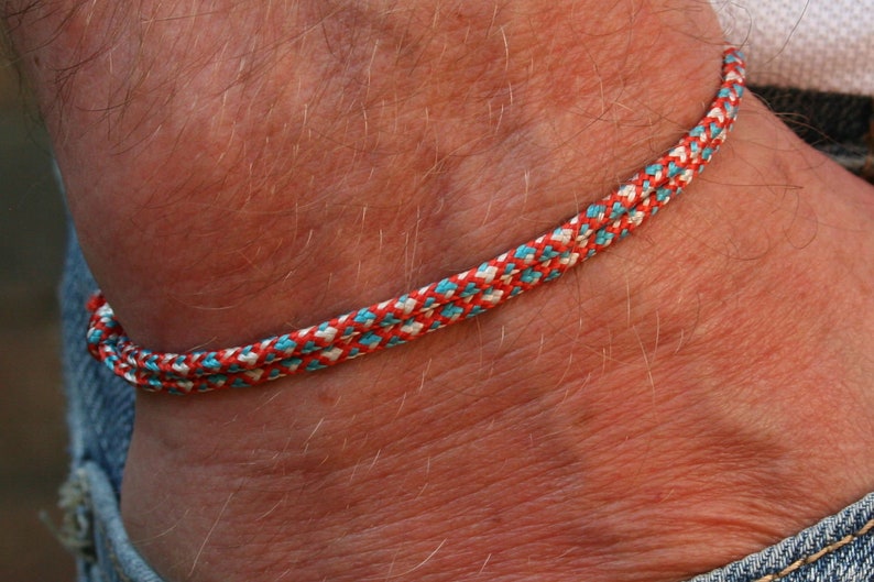 Bracelet damitié bracelet surfeur bracelet hippie bracelet partenaire look minimaliste bracelet surfeur bracelet cordon bracelet maritime 8. Rot-Blau-Weiß