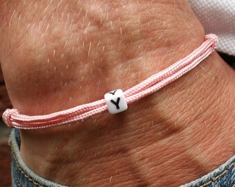 Friendship Bracelet Letter Personalized Letter Pink Partner Bracelet Partner Look Surfer Bracelet Pink Personalized Bracelet