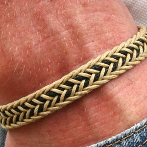 Surfer Armband Beige Schwarz Freundschaftsarmband Armband Wachsband Männer Armband Partnerarmband Geschenk für Freund Geschenk für Männer Bild 1