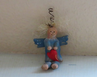 Hand-carved guardian angel to hang up, angels hand-carved and painted, lucky charms and comforters, birth gifts