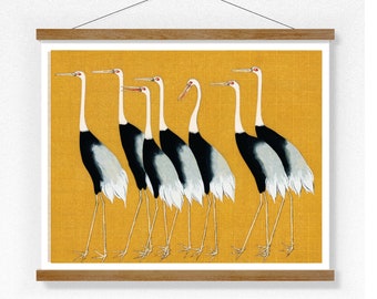 Vintage Print Cranes Poster Enciclopedia Wall Decor Bird Crane Japonés