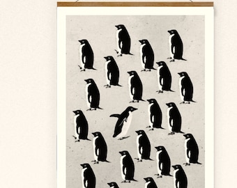 Poster wall art print print penguins collage poster wall art wall decoration mini poster