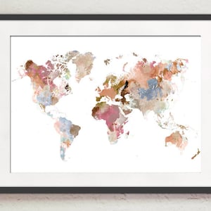 Poster Weltkarte pastell Nr.19 Deko Studentenwohnung Aquarell Print Druck Wandschmuck verschiedene Größen Geschenk Urlaub Hochzeit Ostern
