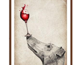 Vintage Print Greyhound Windhund badet Collage Poster Galgo Wanddeko Whippet Hund Bad Badezimmer Deko
