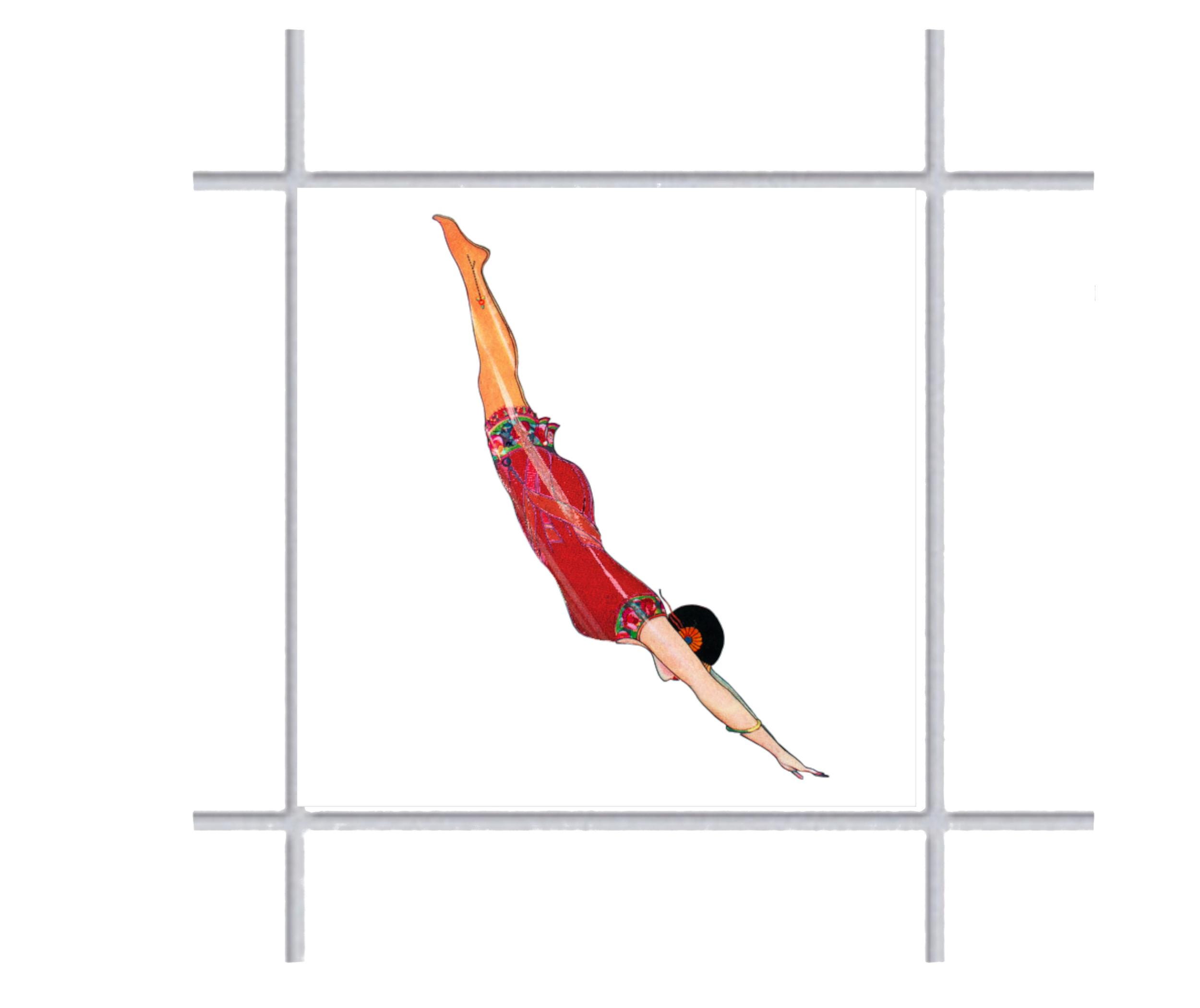 Diving Swimming Tile Sticker Wall Sticker 15 cm x 15 cm white background