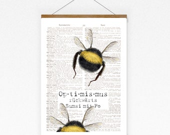 Bumblebee Print Collage Dictionary art Wall decoration Bumblebee wall art Sumsi with Po