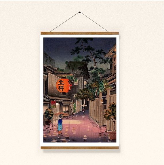 版画 60s print / Japan Vintage Print Evening Japan Poster Wall Decoration Japanese Art