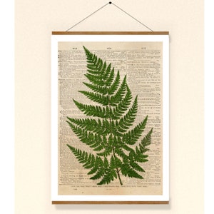 Vintage Retro Print Fern Dictionary art Collage Poster botanical wall decoration wall art lexicon