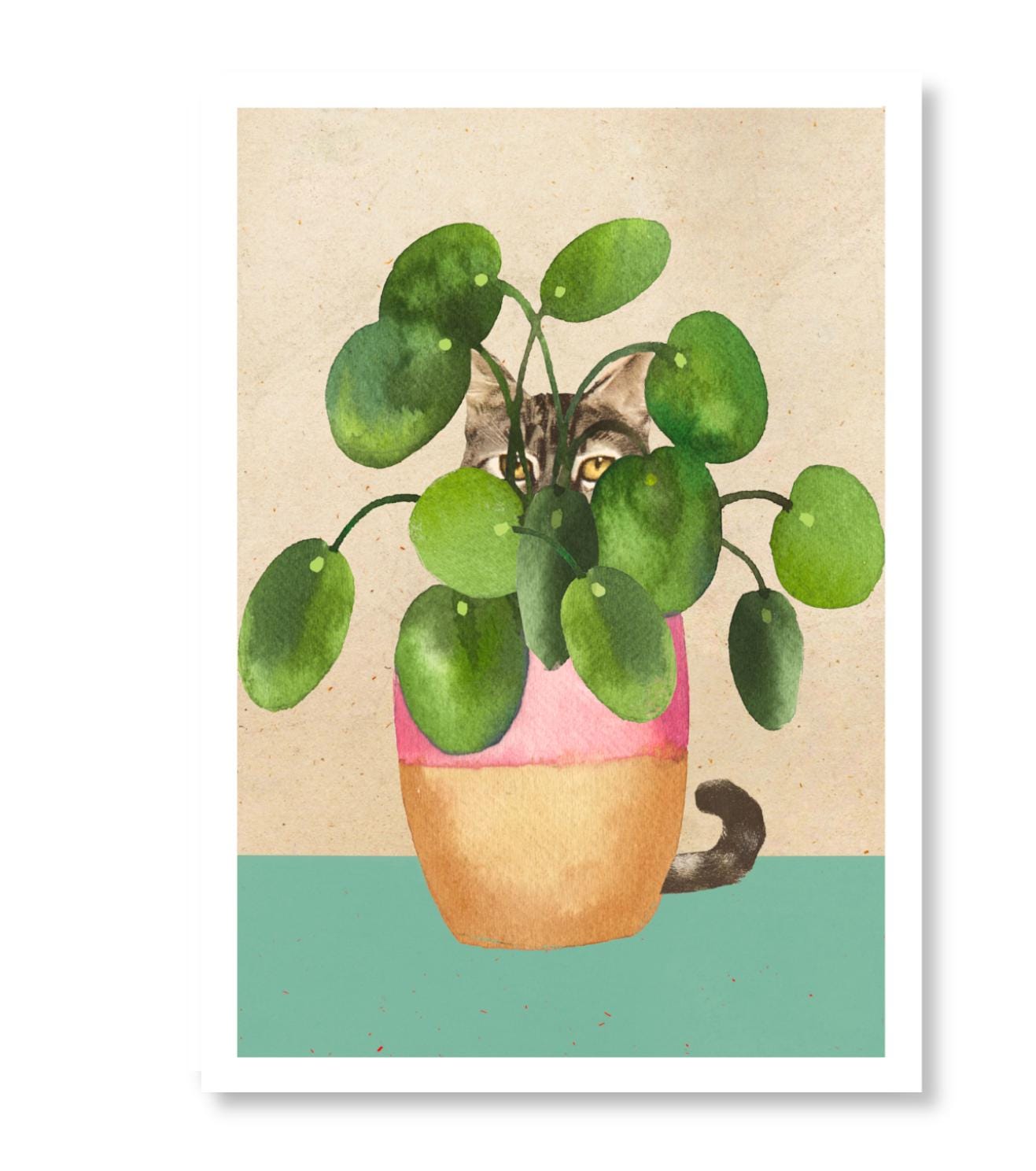 Print Katze schwarz Glückstaler Geldbaum Pilea Ufopflanze und Zimmerpflanze  Pfannkuchenpflanze art Collage Poster Wanddekoration Wandkunst - Etsy  Österreich, image size:1317x1488